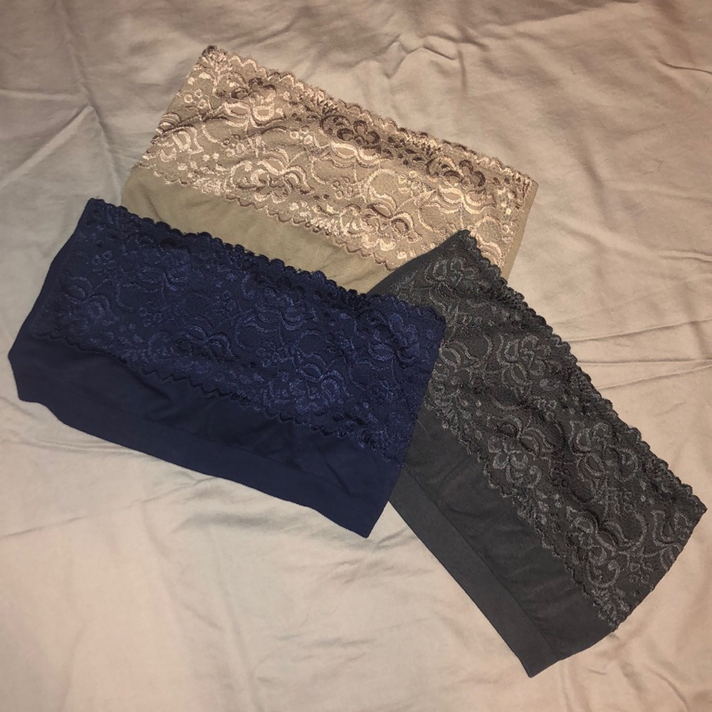 3 strapless bralettes